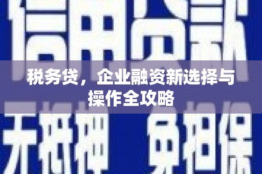 青冈税务贷，企业融资新选择与操作全攻略