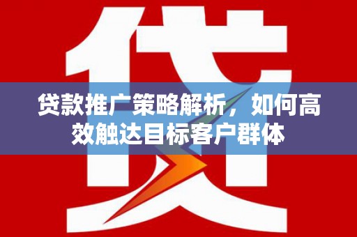 青冈贷款推广策略解析，如何高效触达目标客户群体